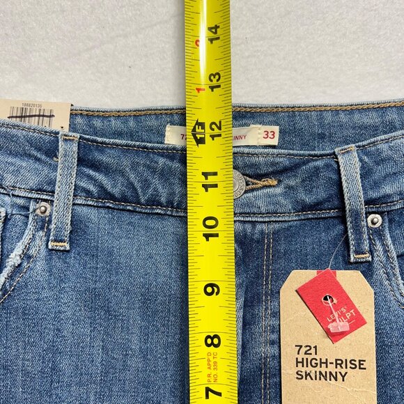 Levis 721 Women's High-Rise Skinny Stretch Blue Denim Jeans Size 16S Raw Hem NWT - Picture 10 of 15